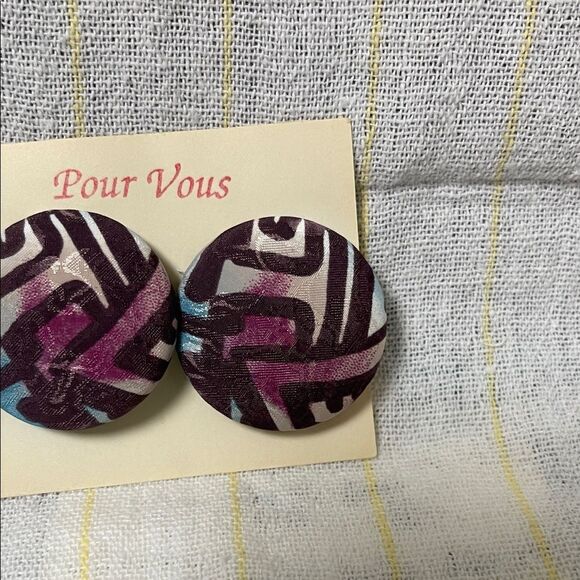 Vintage Pour Vous Geometric Patterned Earrings - Picture 1 of 7